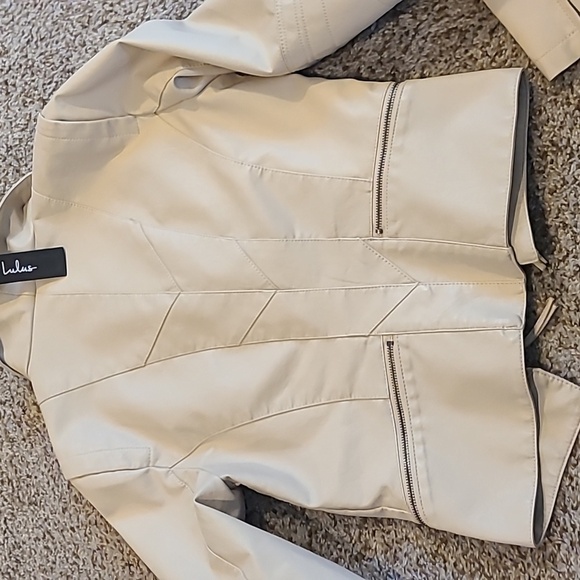 Lulu's White Vegan Leather Jacket Asymmetrical Zipper - Picture 6 of 8